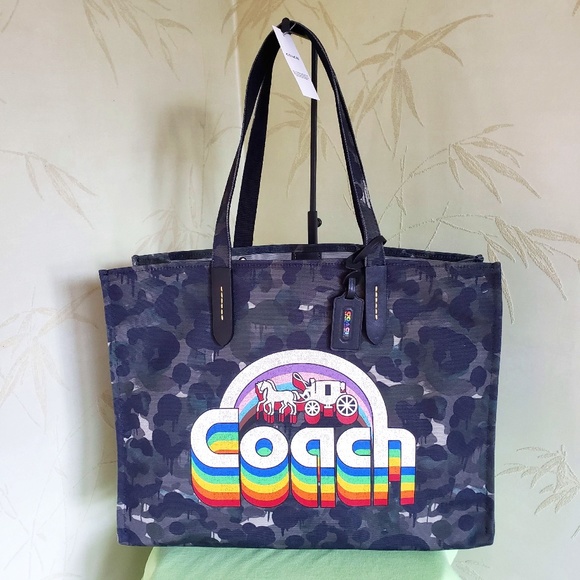 Coach ◆ CA303 Tote 42 Camo Print Rainbow Horse Carriage COACH® | Tote With Horse And Carriage